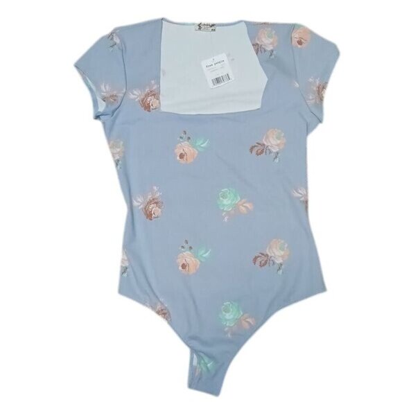 Free People Fair and Square Pastel Blue Floral Bodysuit - Picture 3 of 5